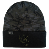 DRI DUCK Coleman Bone Frog Black Woodland Camo Cuffed Beanie