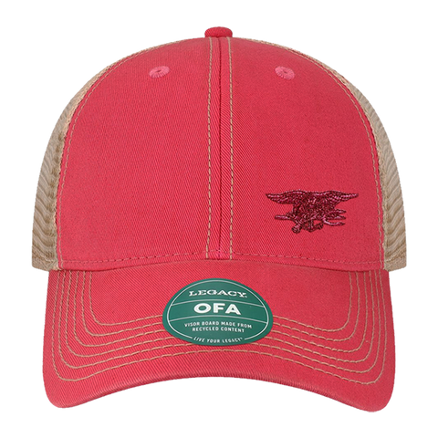 Ladies Dark Pink/Khaki Trident Trucker Cap