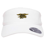 White Flexfit Visor with Gold Trident