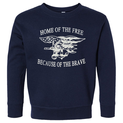 Toddler Home of the Free with Trident Navy Crewneck Sweatshirt