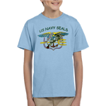 Multi Color Hand Drawn Trident US NAVY SEALS Youth T-shirt